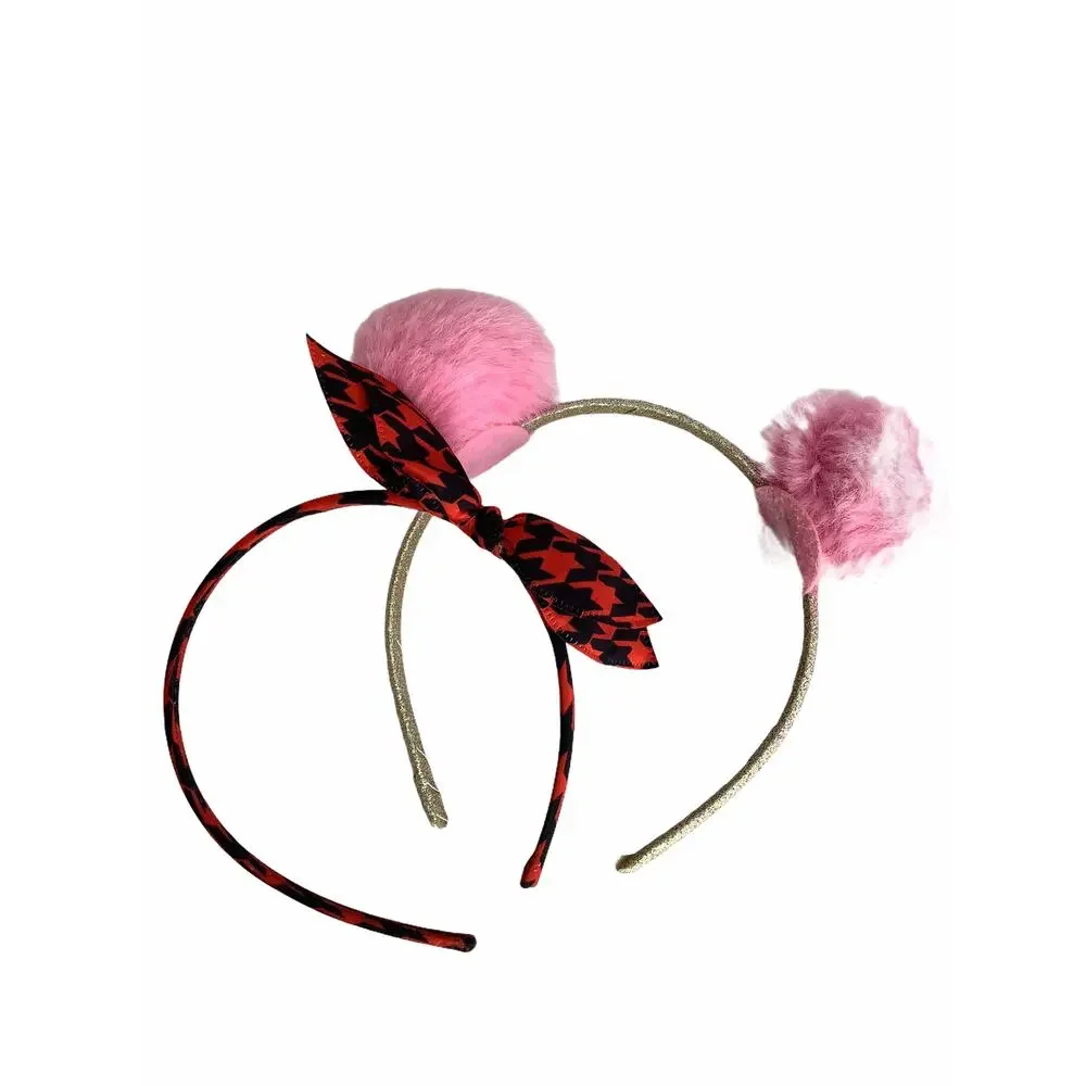 BUNDLE Lot of 2 Girl’s Pom-Pom & Bow Headbands Hair Accessories NEW